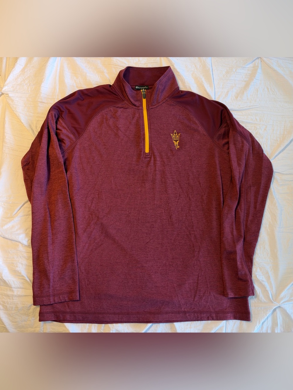 Champion Elite Men’s L Maroon 1/4 Zip Mock Neck Arizona St Sun Devils